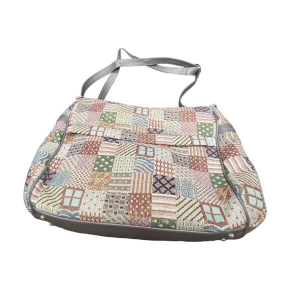 SAS Purse Tapestry Patchwork Shimmer Shoulder Bag Medium 3 compartment Zipper - Picture 3 of 11
